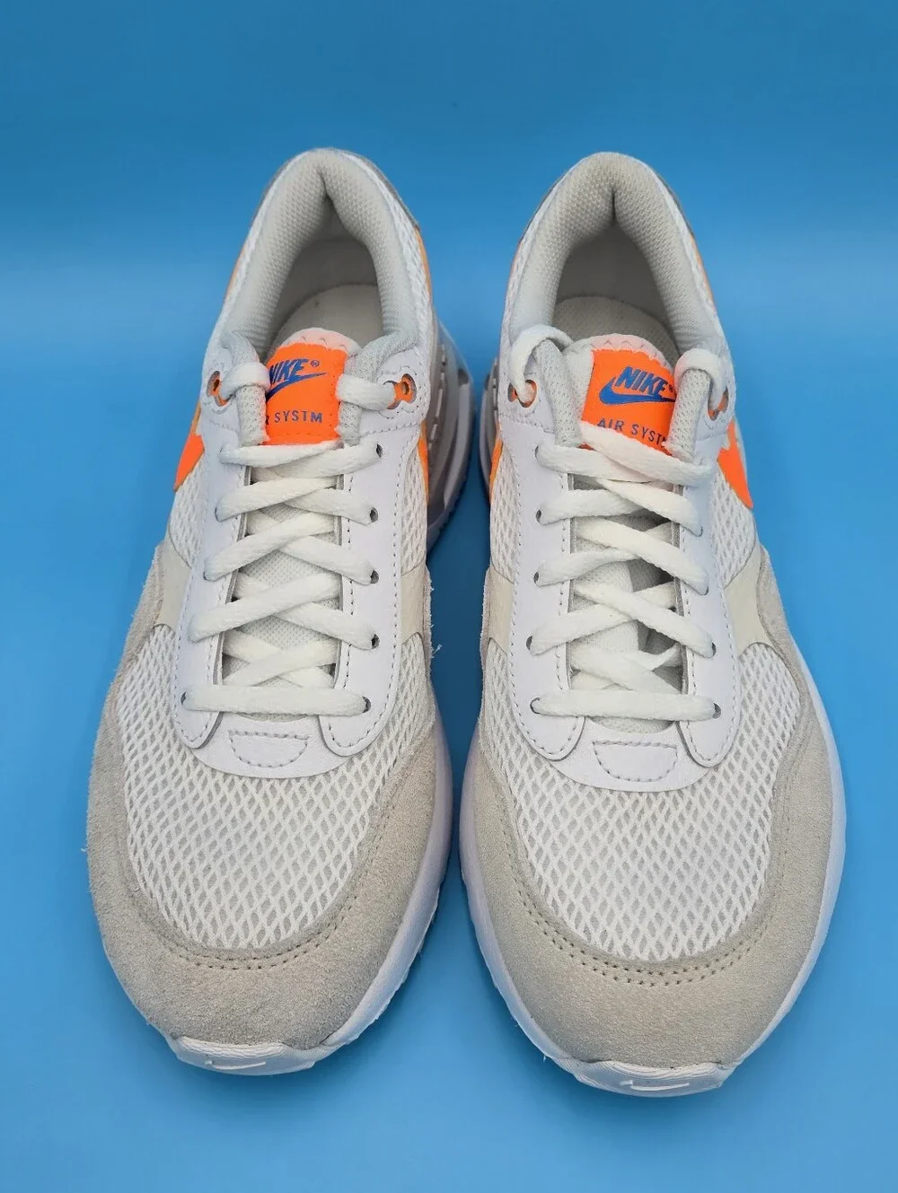 Nike Kids Air Max Systm (GS) Sneaker - White with Orange Swoosh DQ0284 114 5y